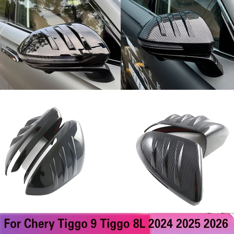 

For Chery Tiggo 9 2024 2025 ABS Black ABS Carbon Fiber Exterior Rearview Mirror Cover Wing Mirror Covers Caps