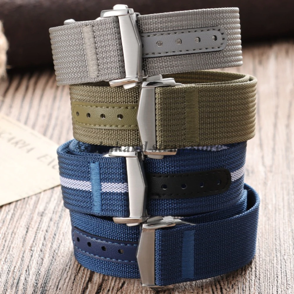 For Omega X Swatch MoonSwatch Ribbed Nylon Watch Band Canvas Nylon Strap 20mm 22mm Men Sport Waterproof Folding Buckle Bracelet