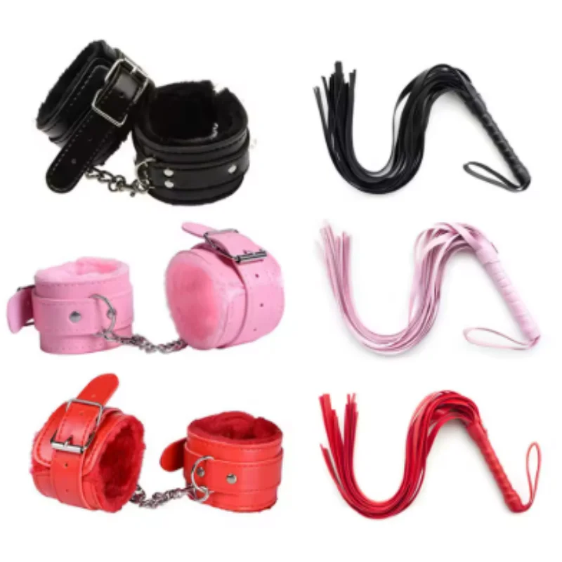 Adjustable Women Sex Plush Handcuffs BDSM Bondage Ankle Cuffs Erotic Whips Adult Games Sex Toys for Couples Flogger Cosplay Tool