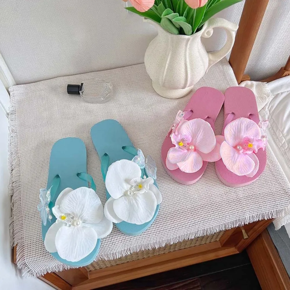 

Fashion Vacation Flower Flip Flops Beach Waterproof Moth Orchid Sandals Non-Slip Shoes Butterfly Orchid Slippers Girls