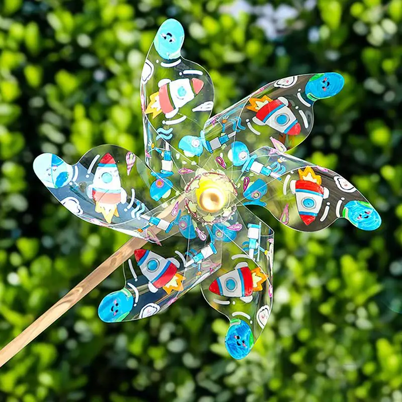 Giocattolo mulino a vento per bambini Girandola all'aperto fatta a mano Assemblaggio di attività arti e mestiere e colora il tuo girandola a vento per giardino