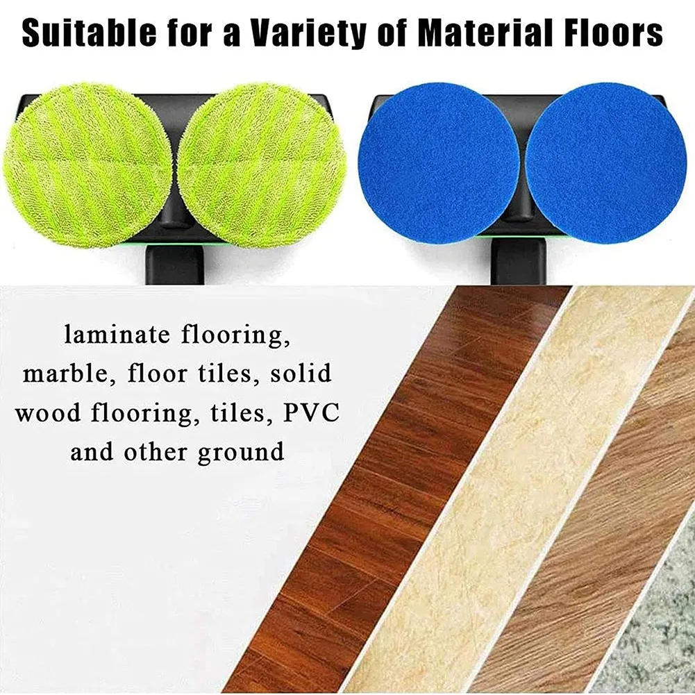 8Pcs Replacement Pad for Cordless Electric Rotary Mop Sweeper Wireless Electric Rotary Mop Scrubber Pad, Blue+Green