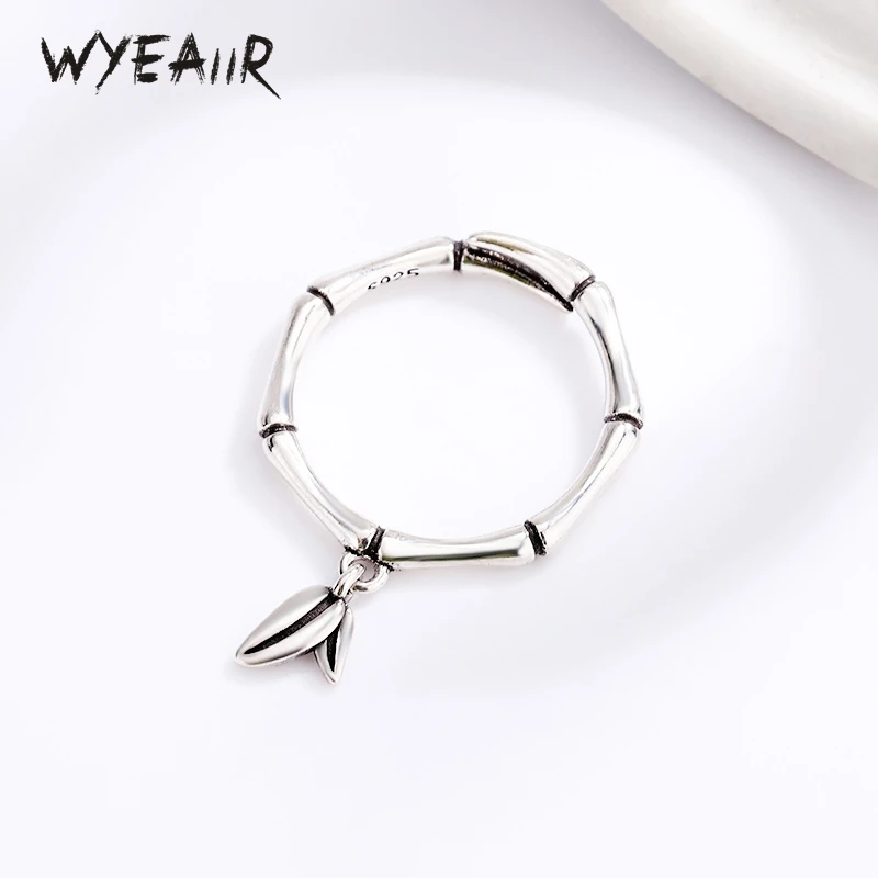 

WYEAIIR 925 Sterling Silver Vintage Cute Bamboo Resizable Opening Ring For Women Luxury Jewelry