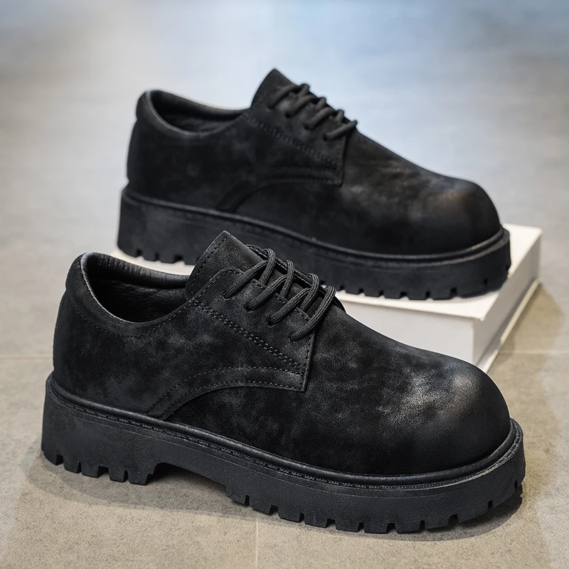 

Мужские повседневные туфли в стиле ретро на толстой подошве, дышащие, с мягкой подошвой, для прогулок на открытом воздухе, модные молодежные туфли для деловых поездок.