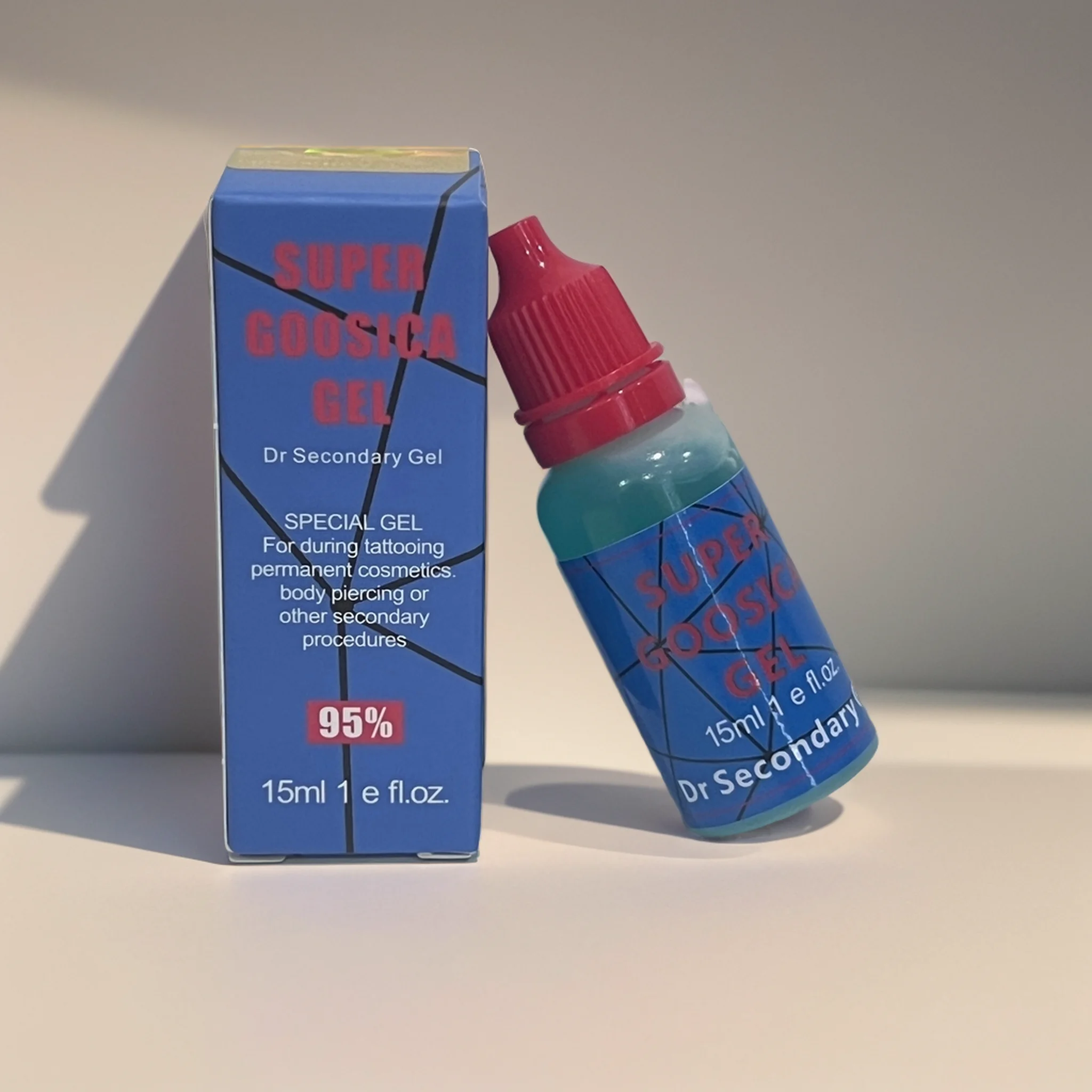 Super Goosica Blue Gel para Maquiagem Permanente, Beleza de Sobrancelha e Lábios, Gel Auxiliar, Body Art, Durante Tatuagem, 95%, 15ml, 1OZ