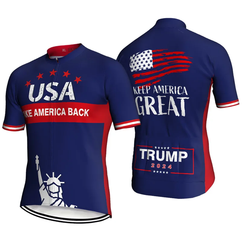 Bicycle USA Short Sleeve Jersey, MTB Shirt Wear, Road Cycling Top, Downhill Men Clothing, Sportswear Jacket, Regular Sweater