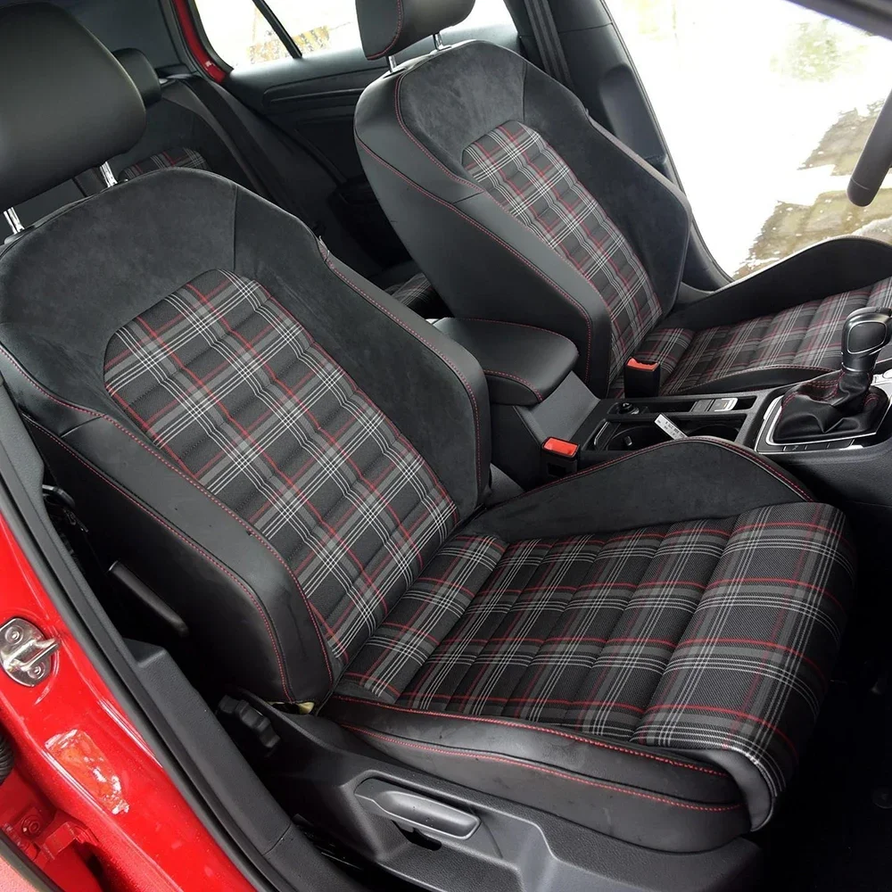 Black Plaid Interior Seat Cover Cloth Upholstery Fabric for MK7 VW Golf GTI MK1-K2 T1 T2 T3.etc