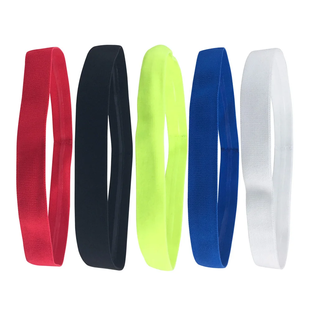 

5Pcs Elastic Sports Headband Anti-Slip Sweatband for Running Workout Yoga Fitness Athletic Headband Sweatband Athletic Headbands
