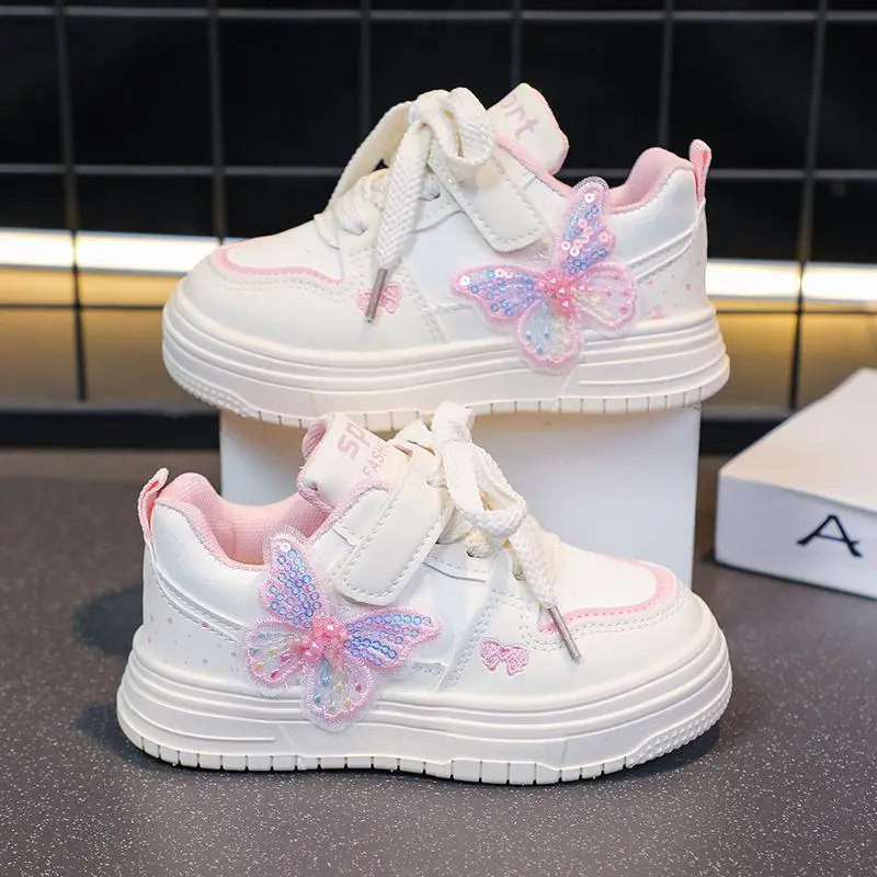Waterproof Leather Low Top Sneakers for Girls Spring Autumn Kids Sports Shoes with Fashion Design School Casual Skate Shoes