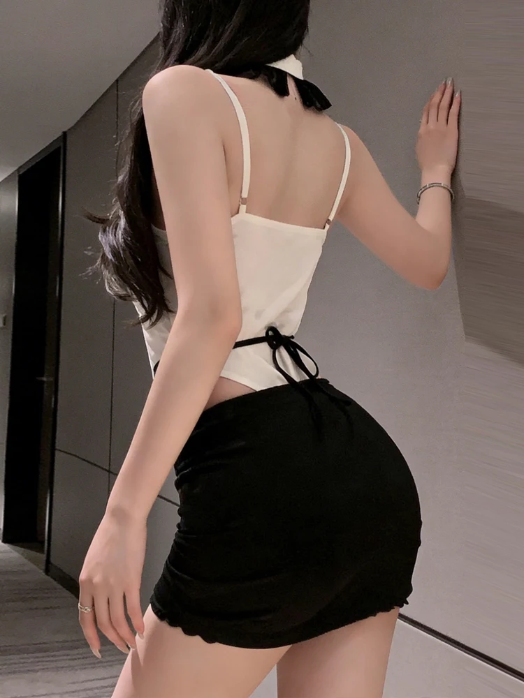 Set gonna body sexy in pizzo scavato per club bar vita bassa copertura completa primavera autunno estate abbigliamento casual faion da donna