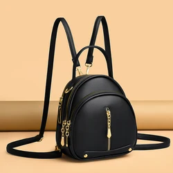 Luxury Leather Fashion Women Backpack New Designer Mini Soft Touch Multi-Function Small Backpack Female Shoulder Bag Girl Purse