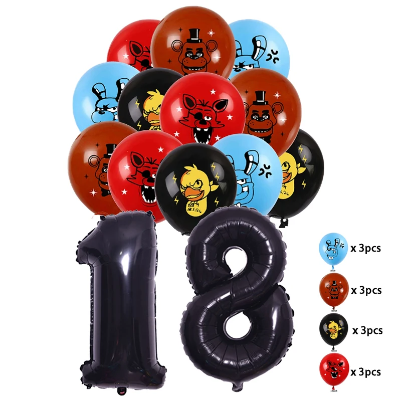 Vijf Nachten Op Freddy's 2 Cartoon Latex Ballonnen Set Feestdecoratie Verjaardag Nummer Ballon Anime Beer Fotografie Props Speelgoed