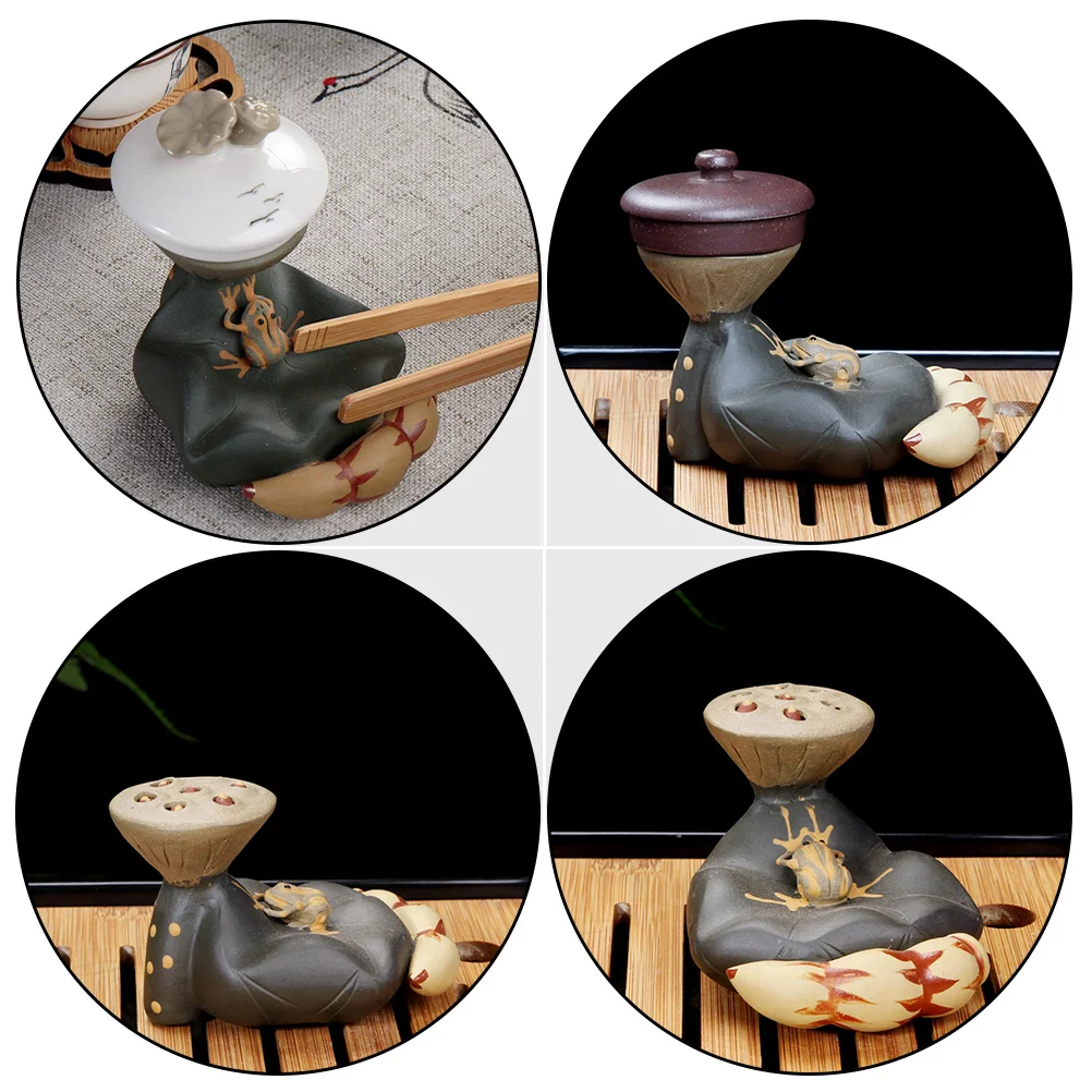 

1Pcs Premium Purple Clay Lid Rest Delicate Craft Ornament Tabletop Decoration for Restaurant Home Office Tea Accessory