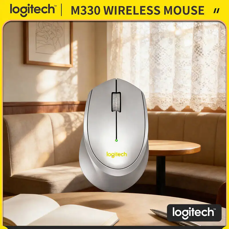 

Беспроводная мышь Logitech M330 Silent с USB-приемником 2,4 ГГц, бесшумными кнопками, эргономичным дизайном и долгим сроком службы батареи для дома, офиса и ноутбука