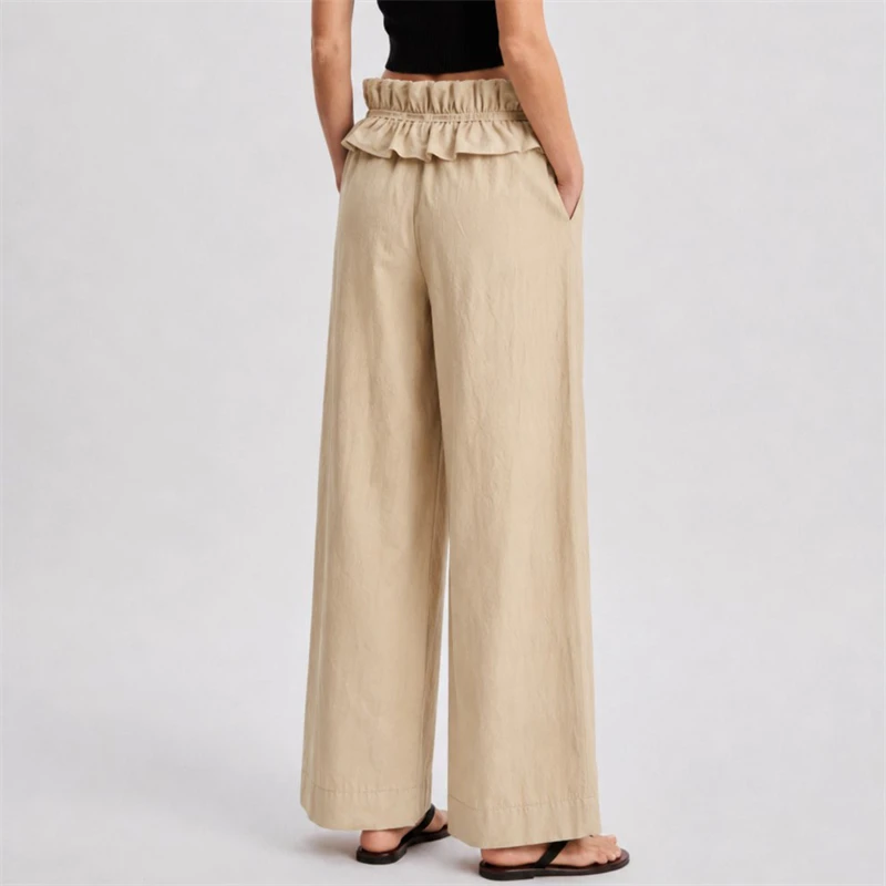 High-Quality Customized Tie-Dye Flower Bud Flip Waist Wide Leg Pants Women's Fashion Casual Loose Floor-Length Trousers