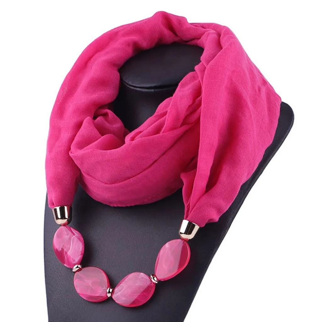 New Pendant Scarf Necklace For Women Cotton Linen Ethnic Style Soft Pendant Scarf Female Accessories Scarf Shawls