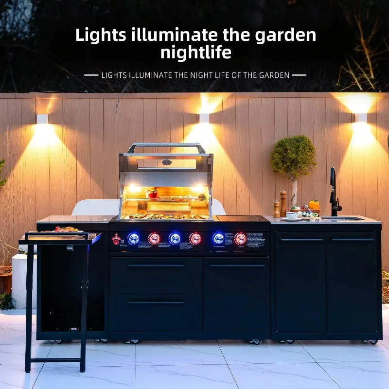 Modular Built-in Portable BBQ Grill with Temperature Adjustment Cold Rolled Stainless Steel Construction for Outdoor Kitchen Use