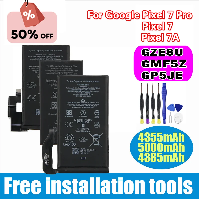High-Quality Replacement Phone Battery GMF5Z GZE8U GP5JE For Google Pixel 7 Pro Pixel 7 Pixel 7A with Tools