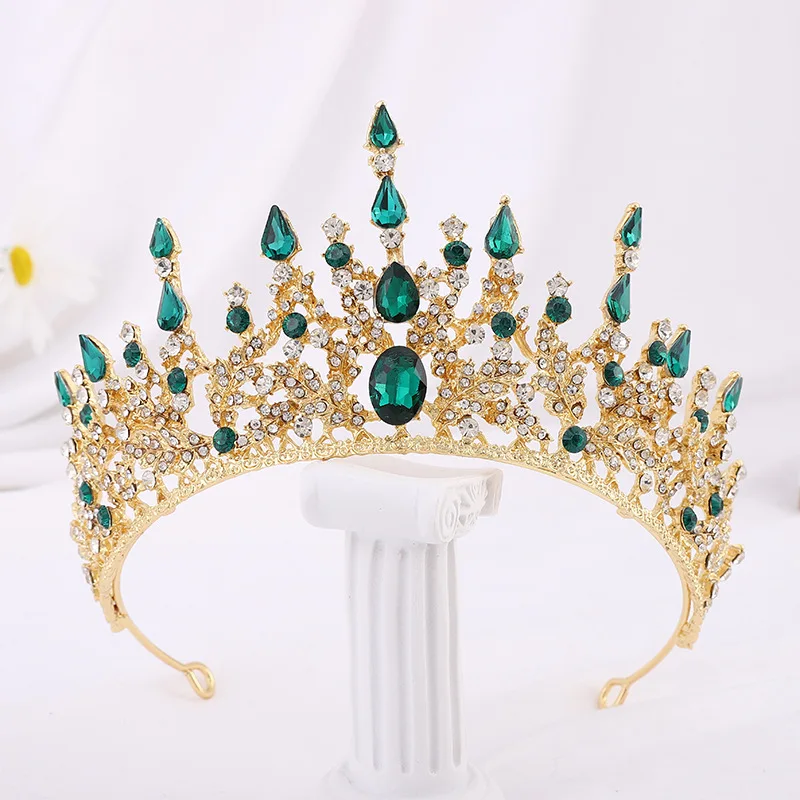 Baroque Vintage Purple Black Crystal Bridal Tiaras Crowns Pageant Diadem Rhinestone Veil Tiara Headband Wedding Hair Accessories