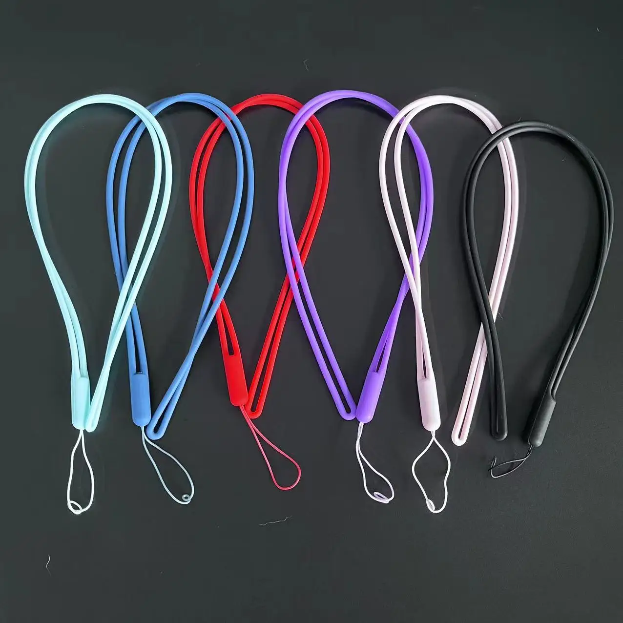 2/1pcs Furniture Decoration 43cm Long Anti-Lost Necklace Lanyards Ring Anti-drop Silicone Cable Soft Hoop Keychain Strap Accessa