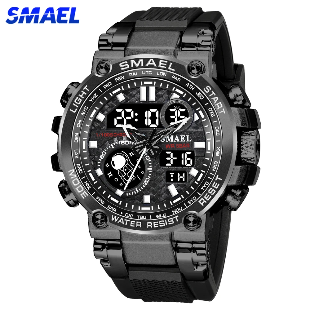 SMAEL Digital Watch Men Waterproof Military Army Shock Quartz Dual Display Sport Male Wristwatch LED Chrono Electronic Clock