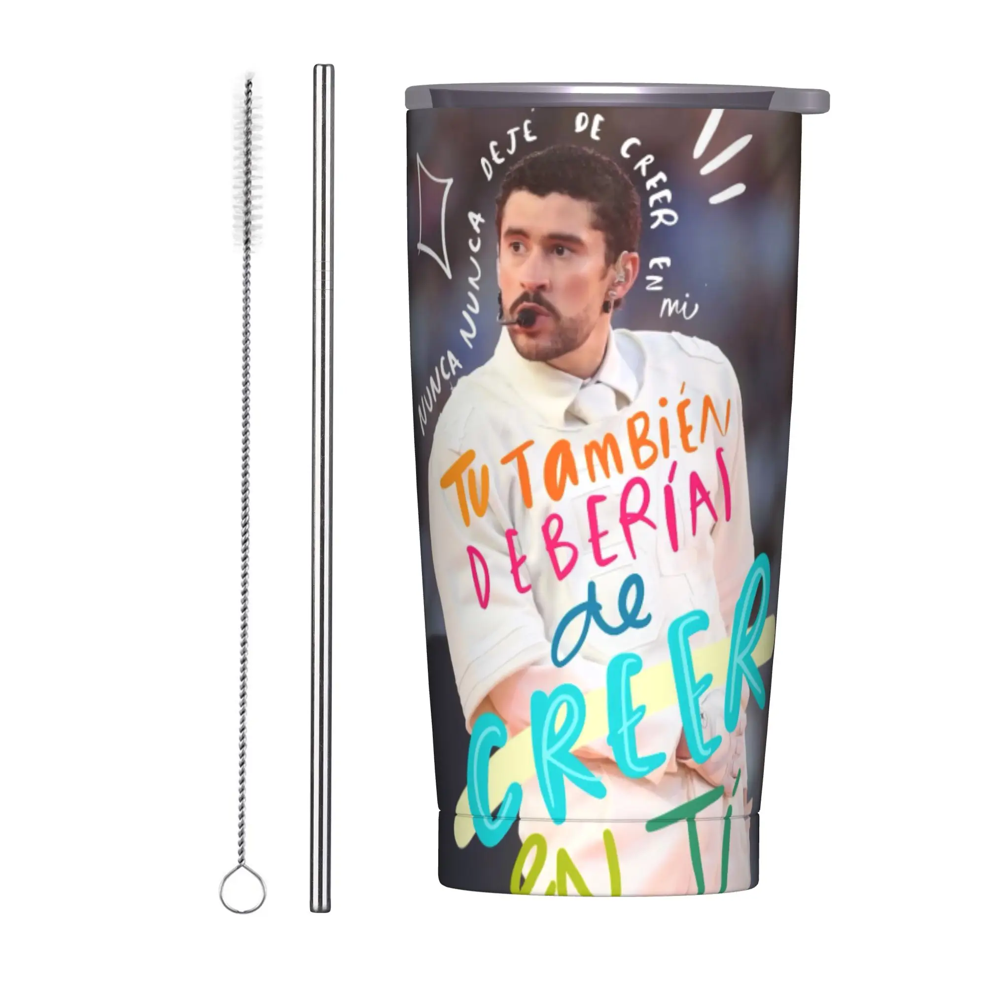 Bad Bunny DTMF Tour 2026 Tumbler Vacuum Insulated  Coffee Cups Vacuum Flask Travel Outdoor Mug Water Bottle 20oz