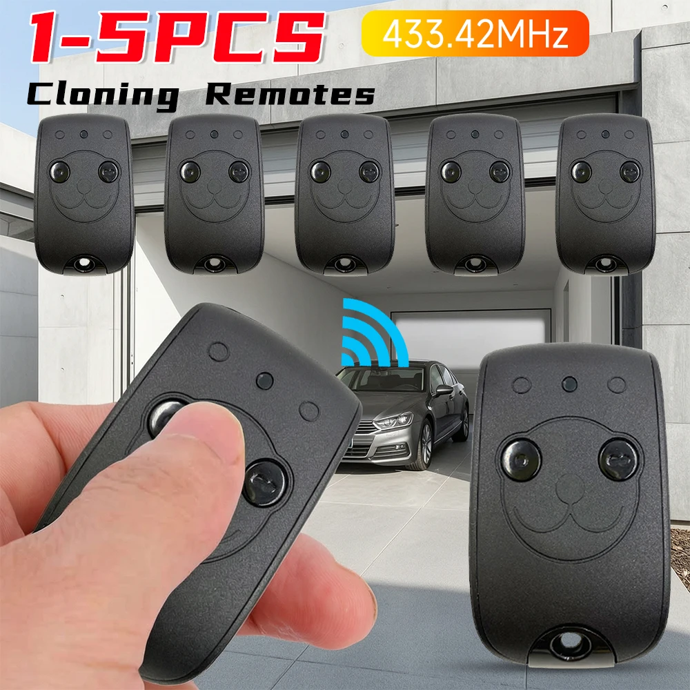 

1-5pcs 2 Button Copy Remote Control 433MHz Universal Clone Garage Door Remote for Rolling Shutter Gate Opener Long Range