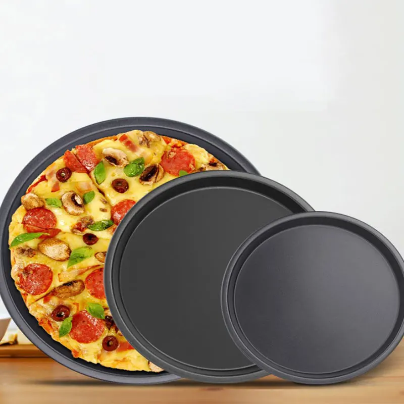 6/7/8 Inch Round Pizza Plate Pan Original Food Grade Carbon Steel Non-stick Pizza Deep Tray Baking Mold Mould Pan