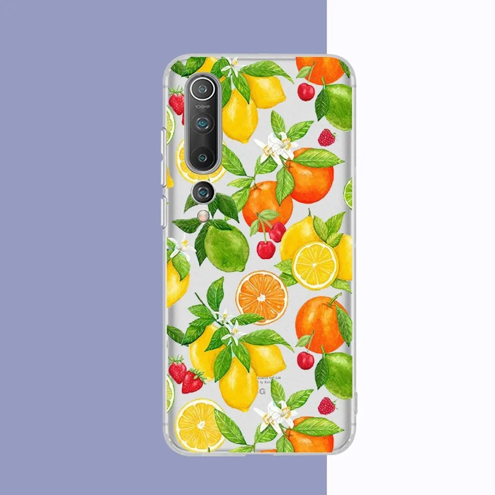 Fruit Lemon Cherry Phone Case For Samsung S 20 21 22 23 for Redmi Note7 8 9 10 for Huawei P20 30 40 Clear Case