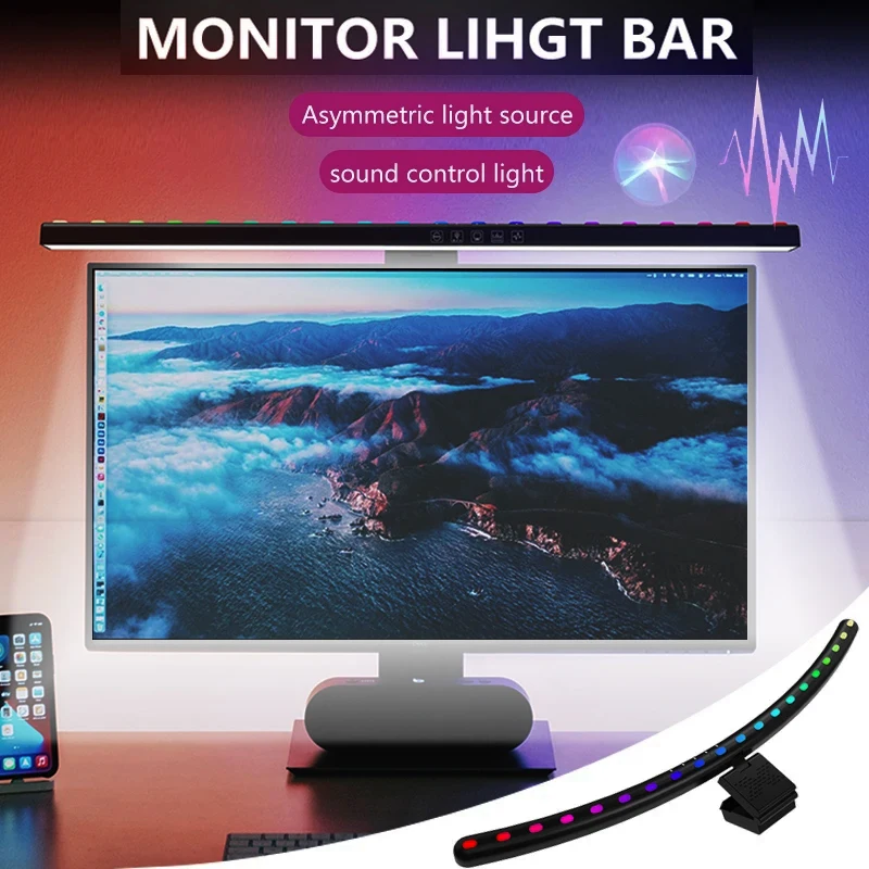 

Светодиодная панель для монитора, подвесной светильник для экрана компьютера, RGB атмосферный пикап, светильник для работы, учебы, чтения, игрового затемнения, освещения
