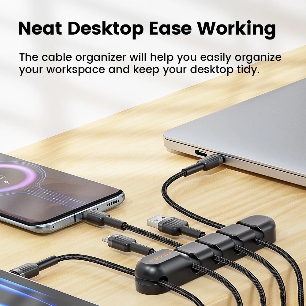 Toocki Cable Organizer Wire Holder Flexible USB Cable Management Silicone Clips For Desk Mouse Earphone Cable Winder Protector