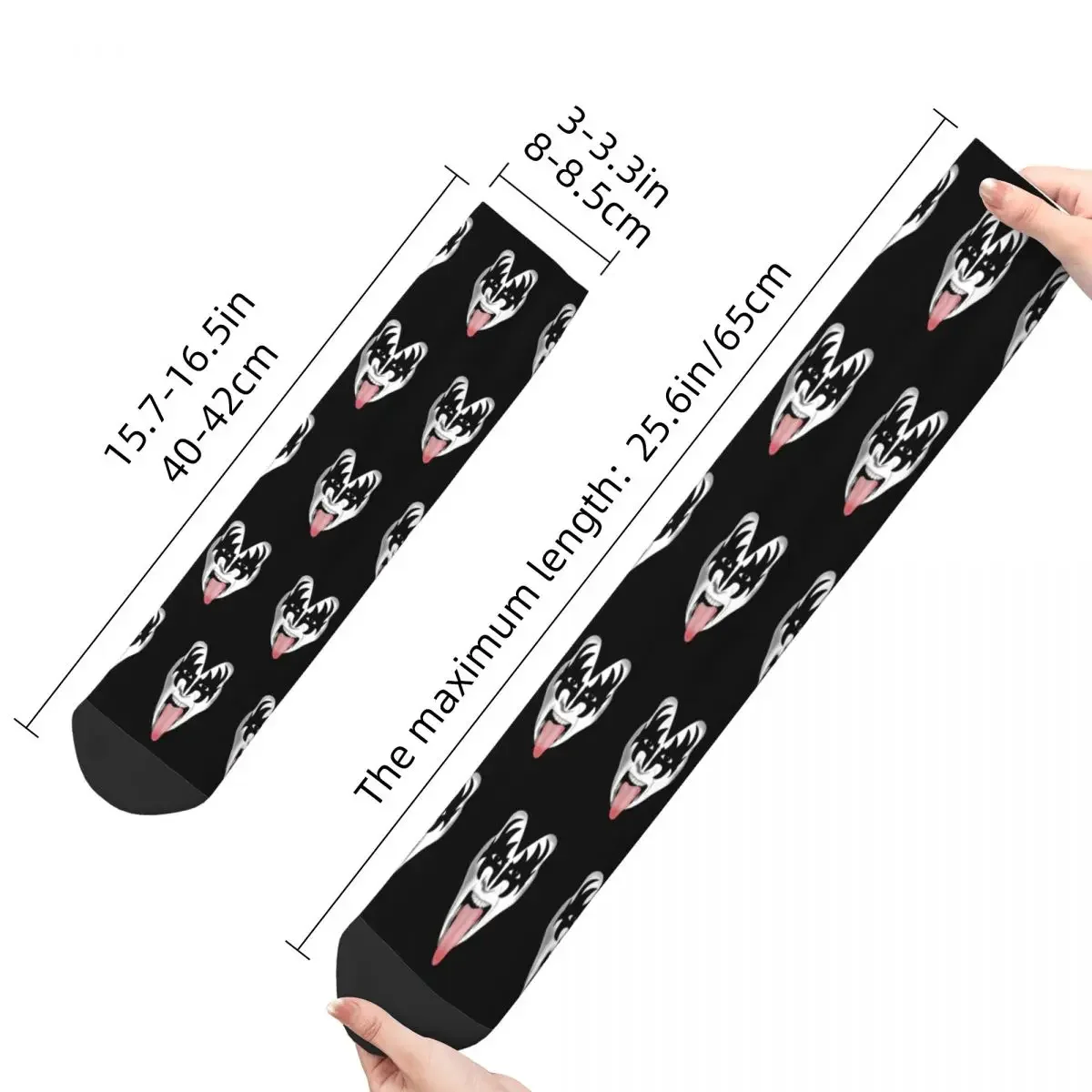 Chaussettes respirantes et mignonnes pour hommes et femmes, bande de baiser démon, Gene Simmons, chaussettes drôles et heureuses, nouveauté, printemps, été, automne, hiver