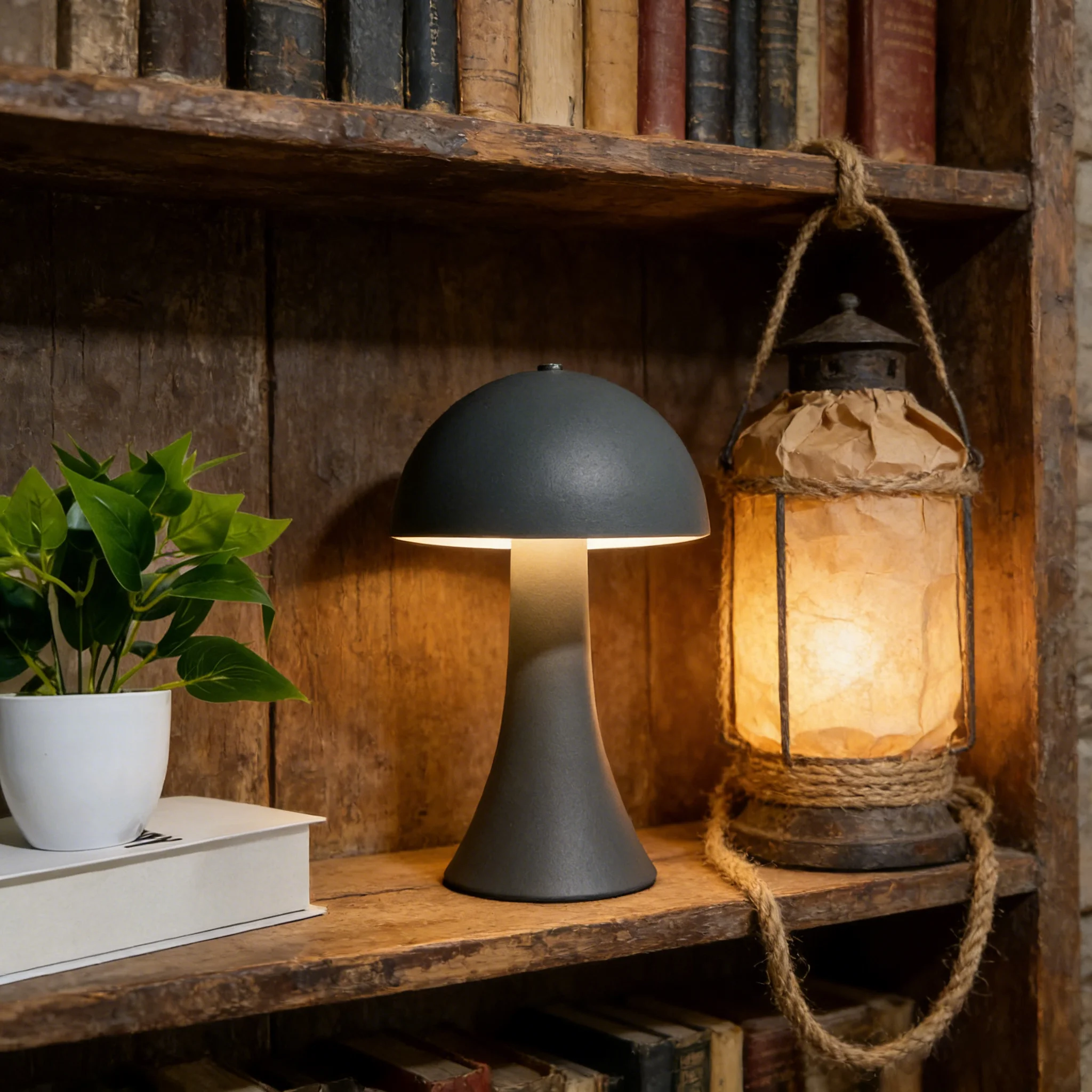 قابلة للشحن جديد LED الجدول مصباح الرجعية الفطر اللمس الاستشعار أباجورة للمنزل غرفة نوم مطعم بار إضاءة زينة #5