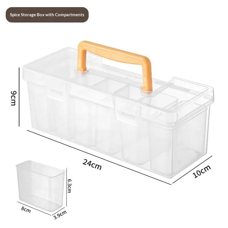 7-teiliges Werkzeug-Organizer-Set, transparente Aufbewahrungsbox mit Trennwänden, tragbarer Koffer für Gewürze, Perlen, kleine Hardware-Zubehörteile – Detail 12