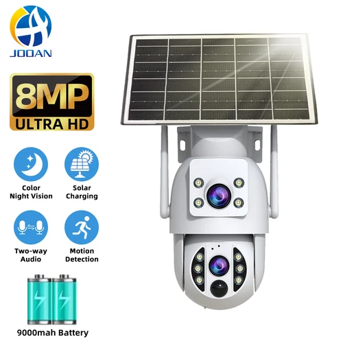 Imagen 1 del producto JOOAN-cámara Solar WiFi de 8MP, cámara de vigilancia CCTV para exteriores con Panel Solar, lente Dual PTZ, protección de seguridad de visión nocturna