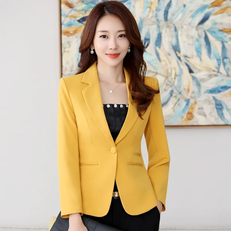 Women\'s Korean Office Blazer Top, Casual Coat, Small Suit, Lady Jacket, High Quality, Spring, Autumn, S-5XL, 1 Pc