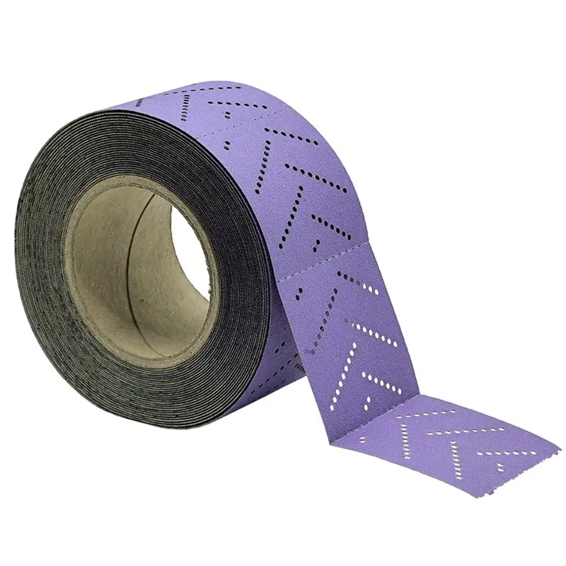 premium-multi-hole-hook-loop-80-grit-sandpaper-roll-purple-2-3-4-x-13-yards-continuous-sanding-paper