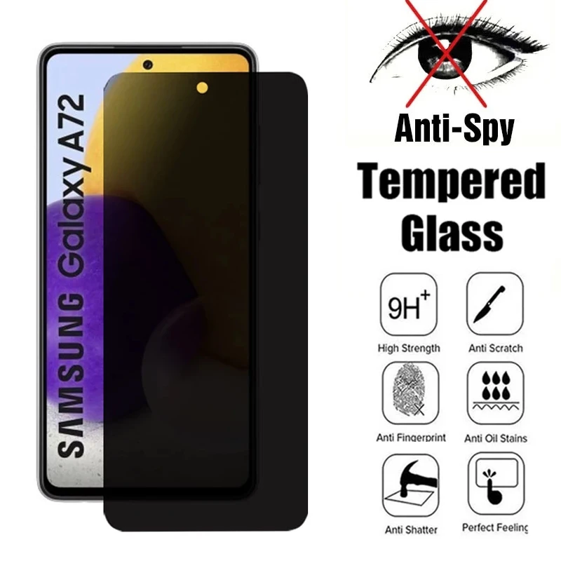 

3PCS Privacy Tempered Glass For Samsung Galaxy A72 A55 A54 A34 A14 A73 A53 A52 S21FE S20FE 5G Anti-Spy Private Screen Protector