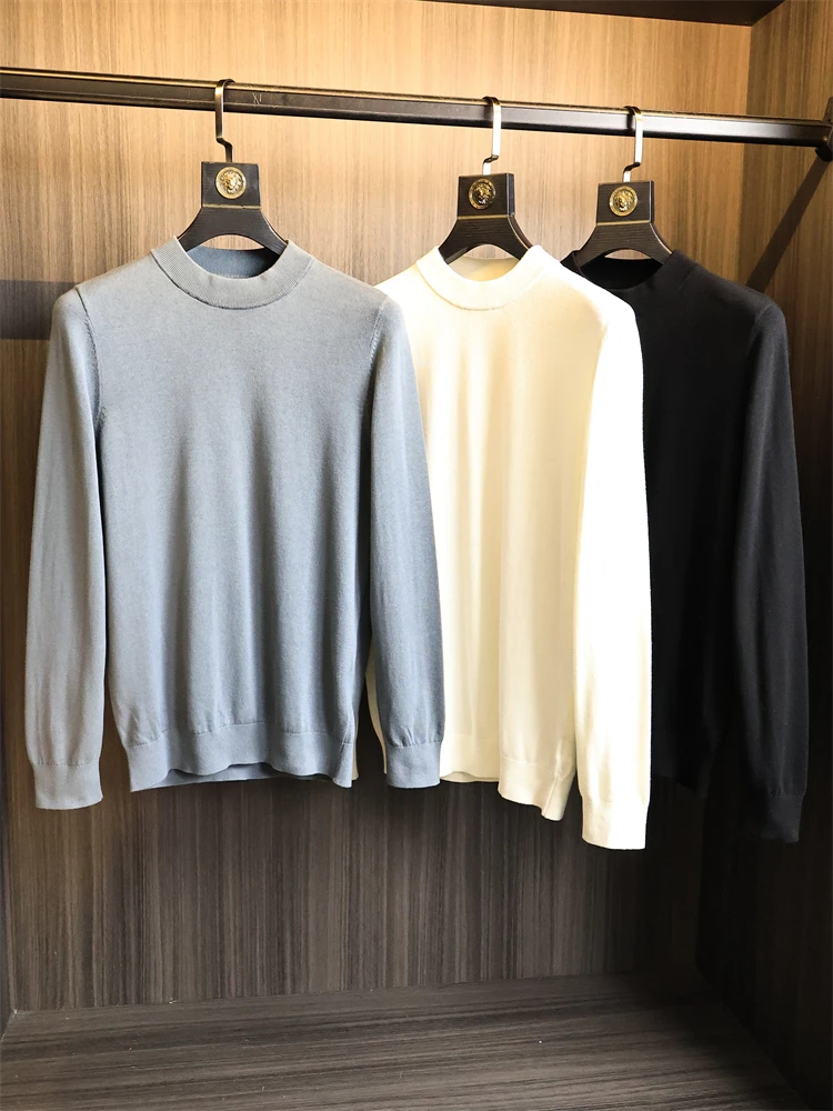 

Soft And Smooth Basic Men's Knitwear f High Collar Skin-friendly Elastic Pure Color Sweater for Autumn And Winter