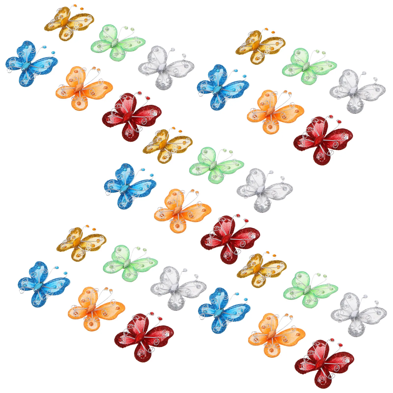 

30pcs Craft Organza Wire Butterfly Wedding Decorations Diy Sheer Mesh Glitter Butterfly Ornaments Bridal Shower Home Decor