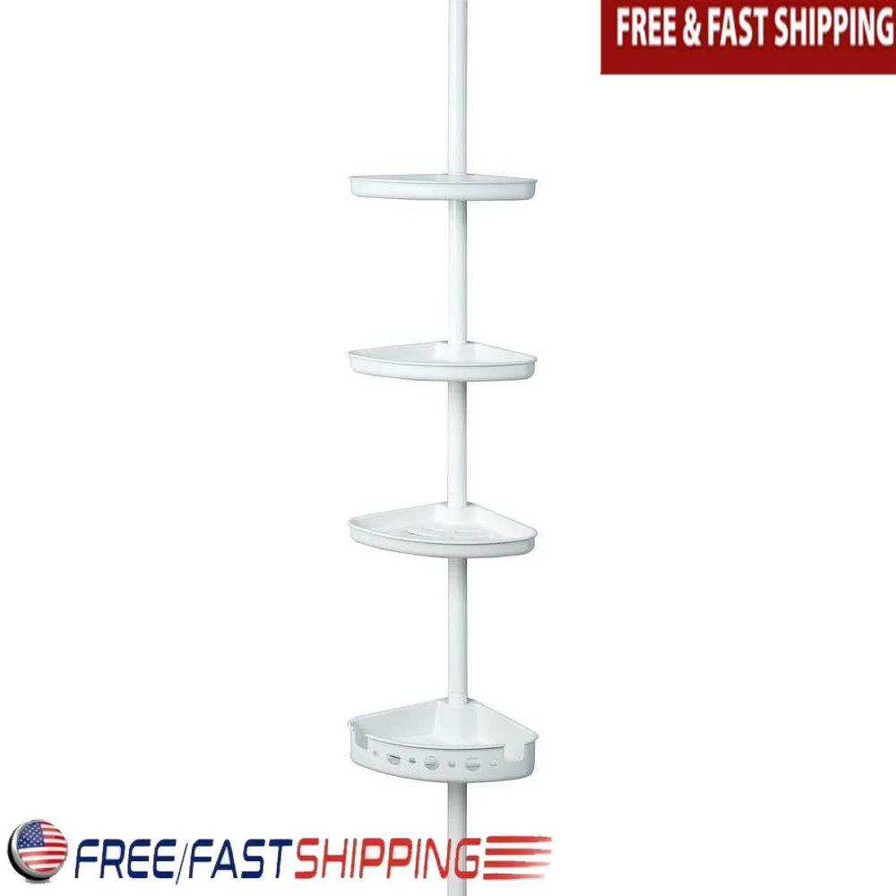 

Adjustable Tension Shower Caddy with 3 Shelves and Deep Basket Tool-Free Installation Rust Resistant Fits 5 to 8 Feet Spaces