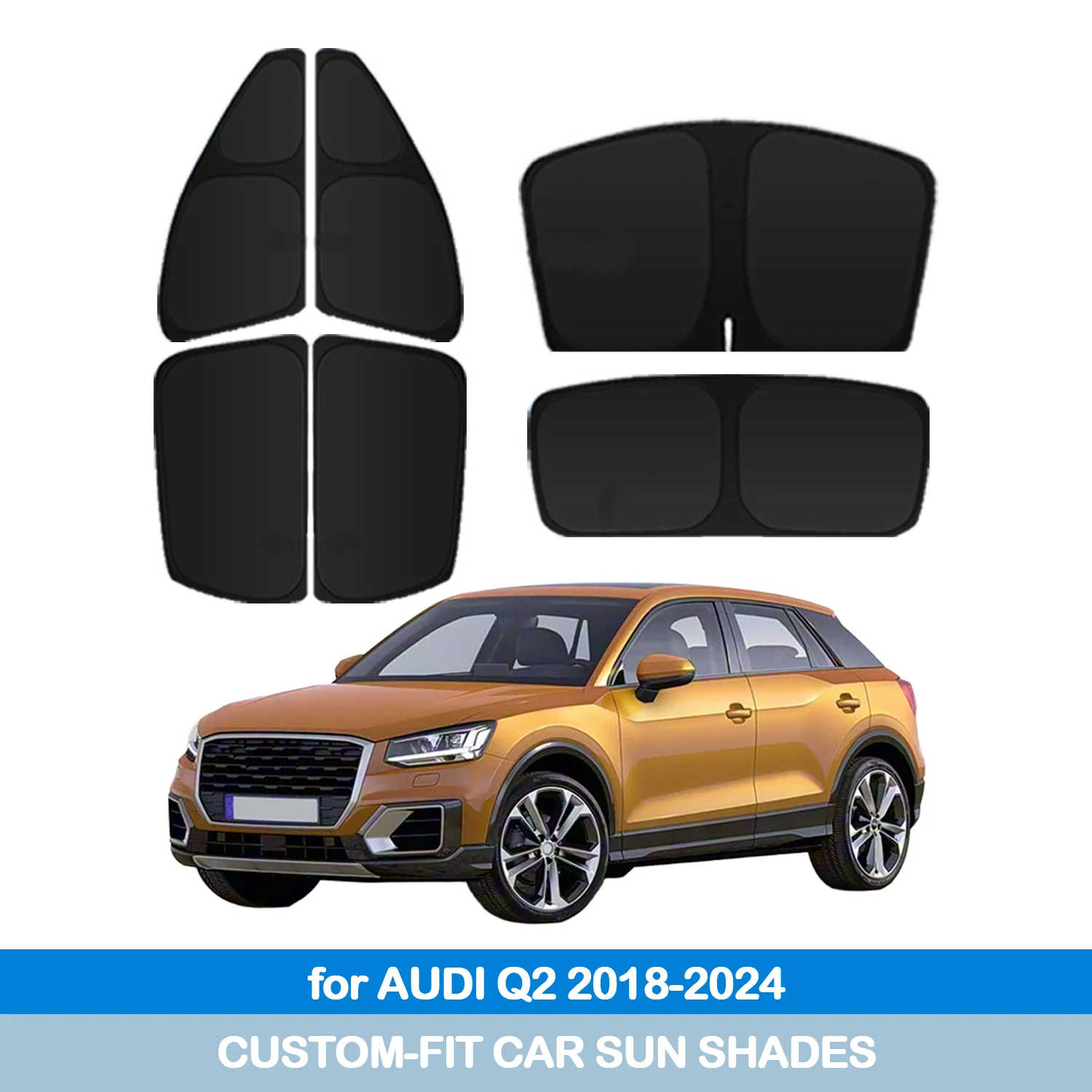 

For AUDI Q2 2018-2024 Windshield Sun Shade Side Window Shades Cover Sun Visor Shield Privacy Protection Car Accessories