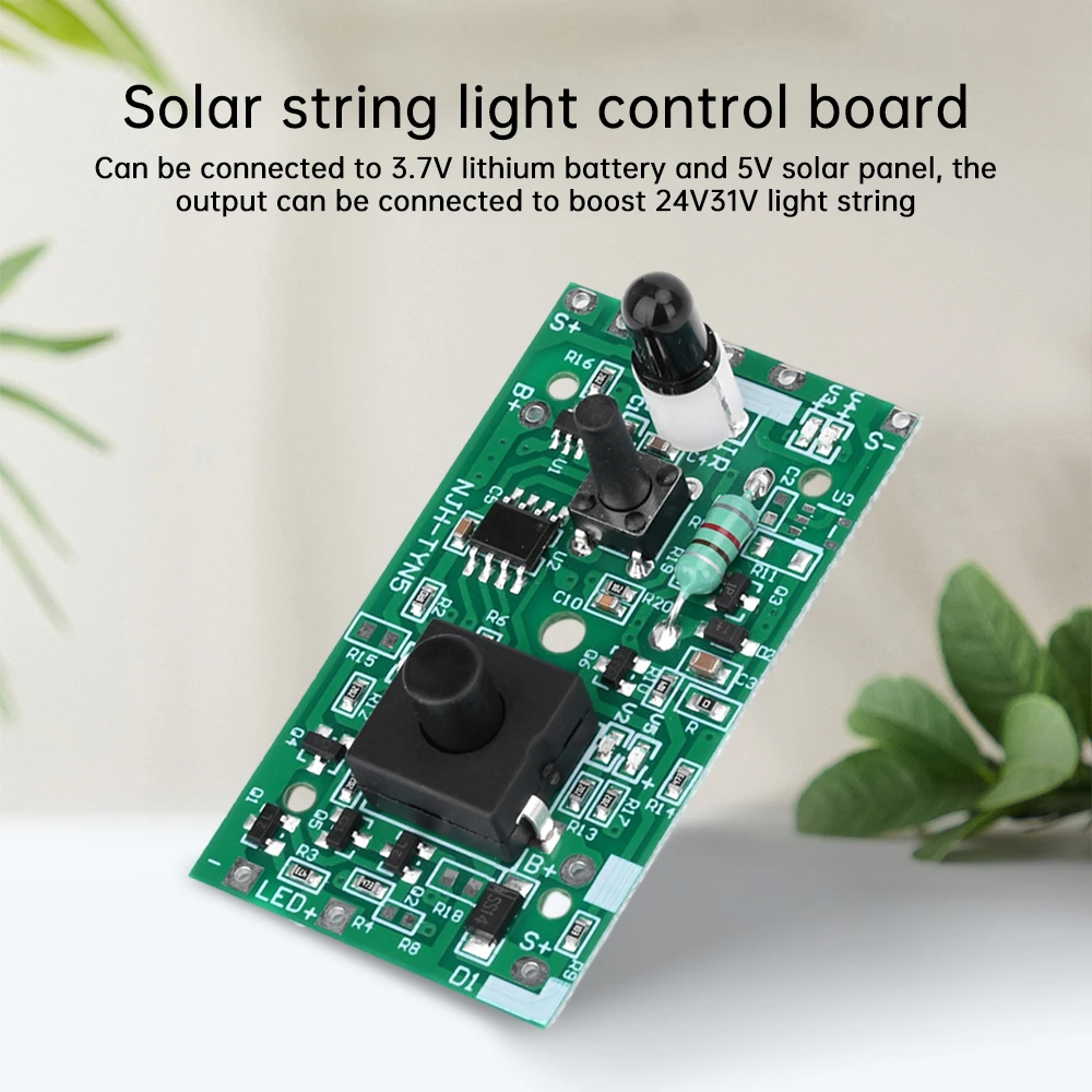 Solar String Lights Circuit Board Kits, Controlador, Módulo Interruptor, DIY Lanyard, 3.7V Boost, 24V, 31V