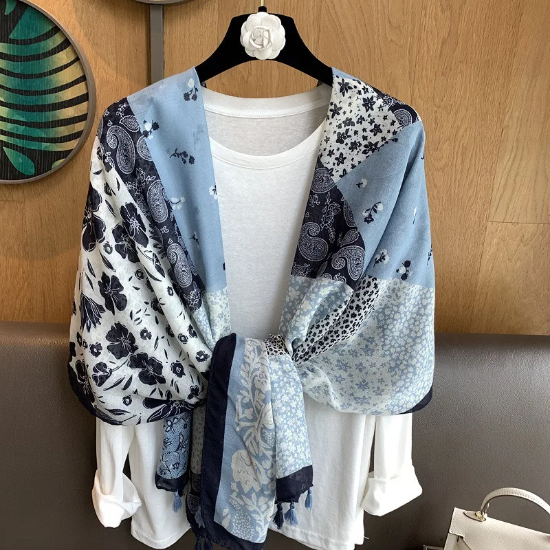 

2026 Aztec Paisley Polka Floral Tassel Cotton Viscose Shawl Scarf Lady High Quality Wrap Headband Bufandas Muslim Hijab 180*90Cm