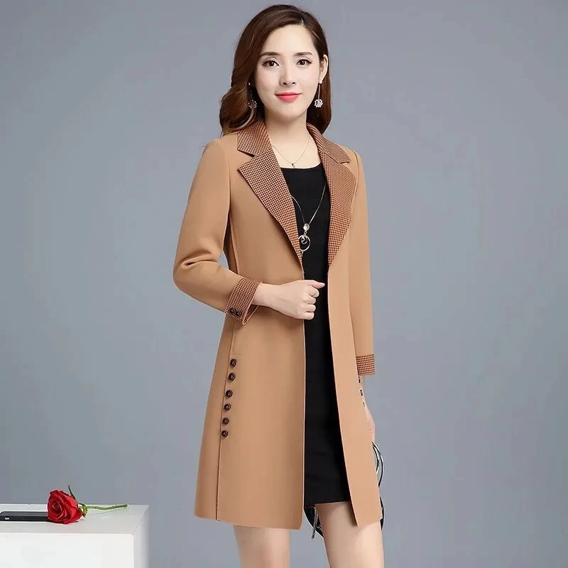 Windbreaker Women's Elegant Slim Mid-length 2022 Autumn Suit Collar New  Dutton Temperament Middle-aged CasualLady 