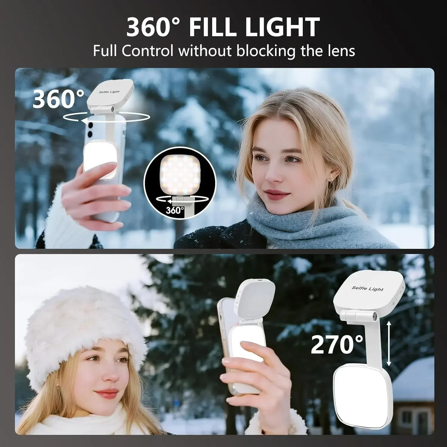 ضوء سيلفي مغناطيسي للايفون مع 360 درجة °   ضوء ومرآة بحلقة LED مثالية لمتوافقة مع Selfies Vlog MagSafe