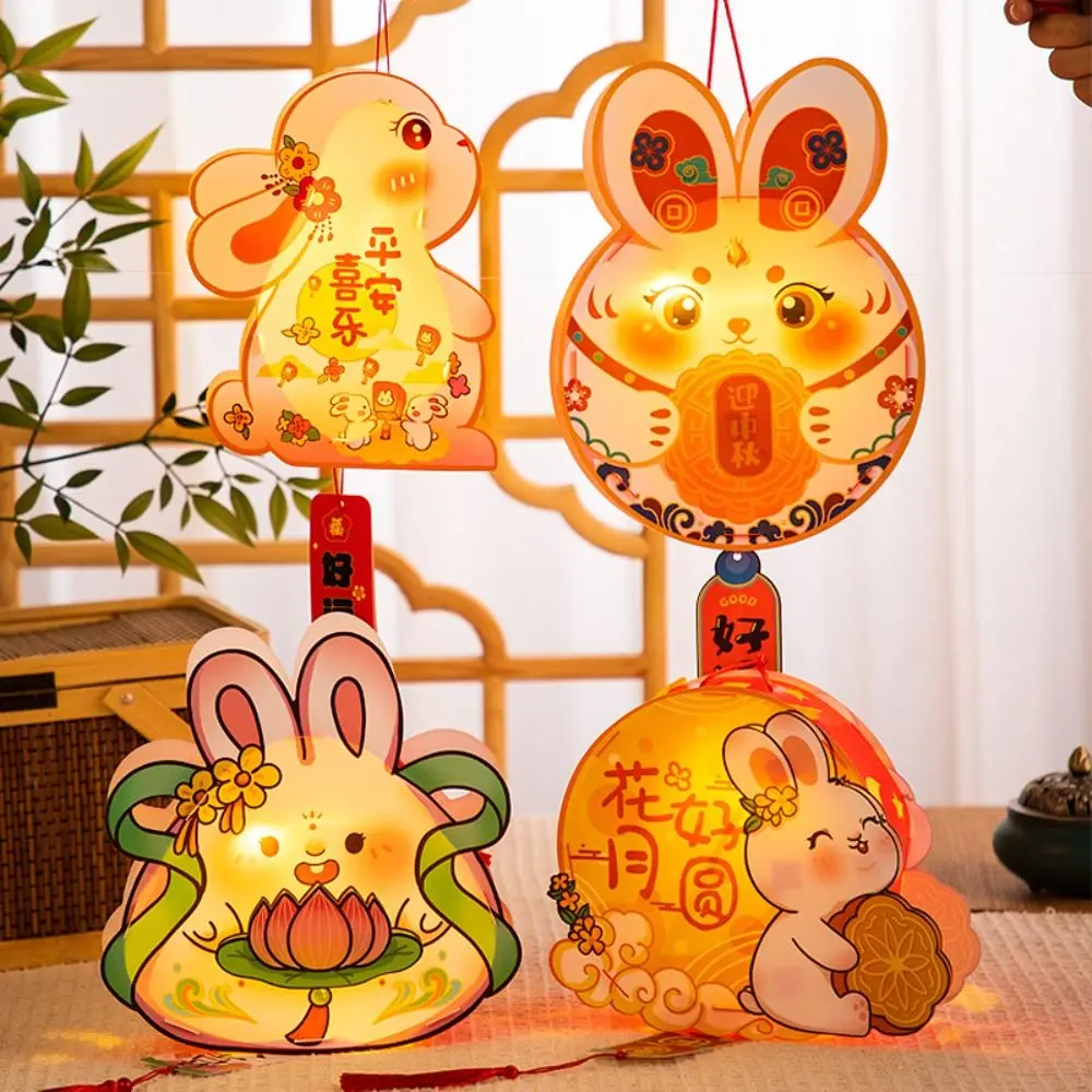 

Chinese Style Mid-Autumn Rabbit Lantern Handmade Traditional Craft Handheld Rabbit Lantern Cartoon with Tassel Antique Lantern