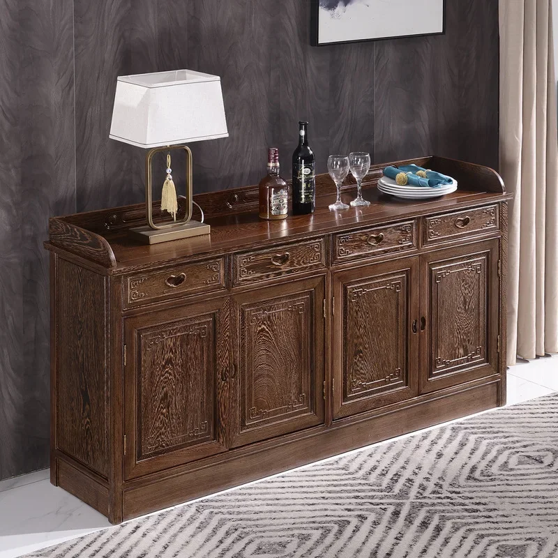 Wooden dining side cabinet Solid wood Chinese antique cupboard Storage cabinet Four-door tea