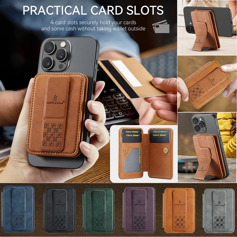

EUCAGR Luxury PU Leather Bag Wallet Magnetic card cases for all Magsafe functions PU leather Men Women card case Stand Cover