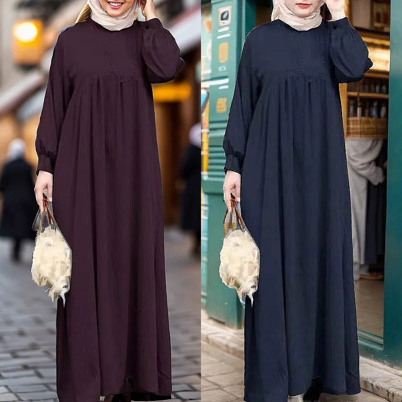 Abaya Muslim Long Dress for Women Crepe Ramadan Eid Loose Islamic Clothing Prayer Dresses Hijab Robe Dubai Turkish Modest Kaftan